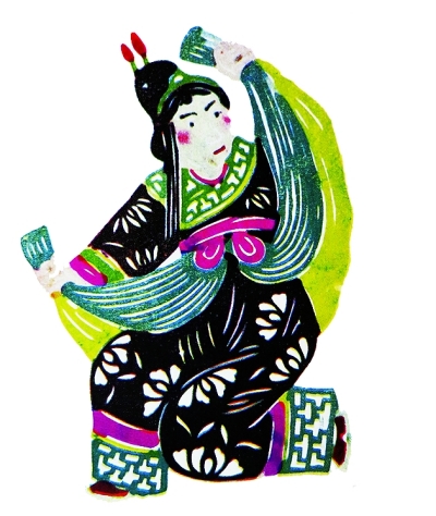 王老赏剪纸作品：京剧《逍遥津》中的伏皇后